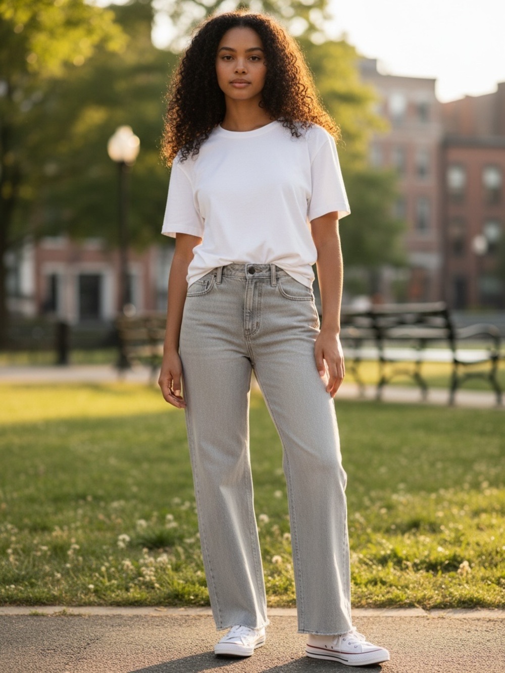 Saint Art Nessa Denim Pants Powder Grey High Rise Wide Leg Raw Hem Designer